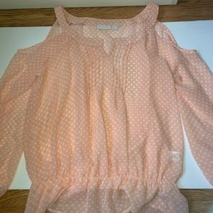 Pink polkadot blouse New York and Company